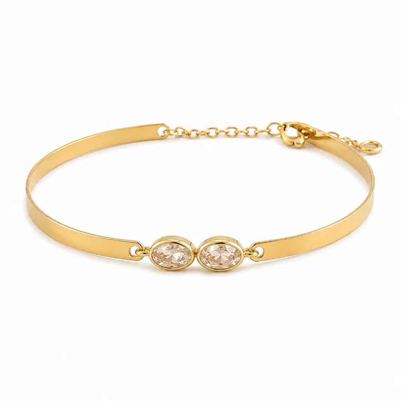 Bracelete Ponto de Luz dourado em fundo branco
