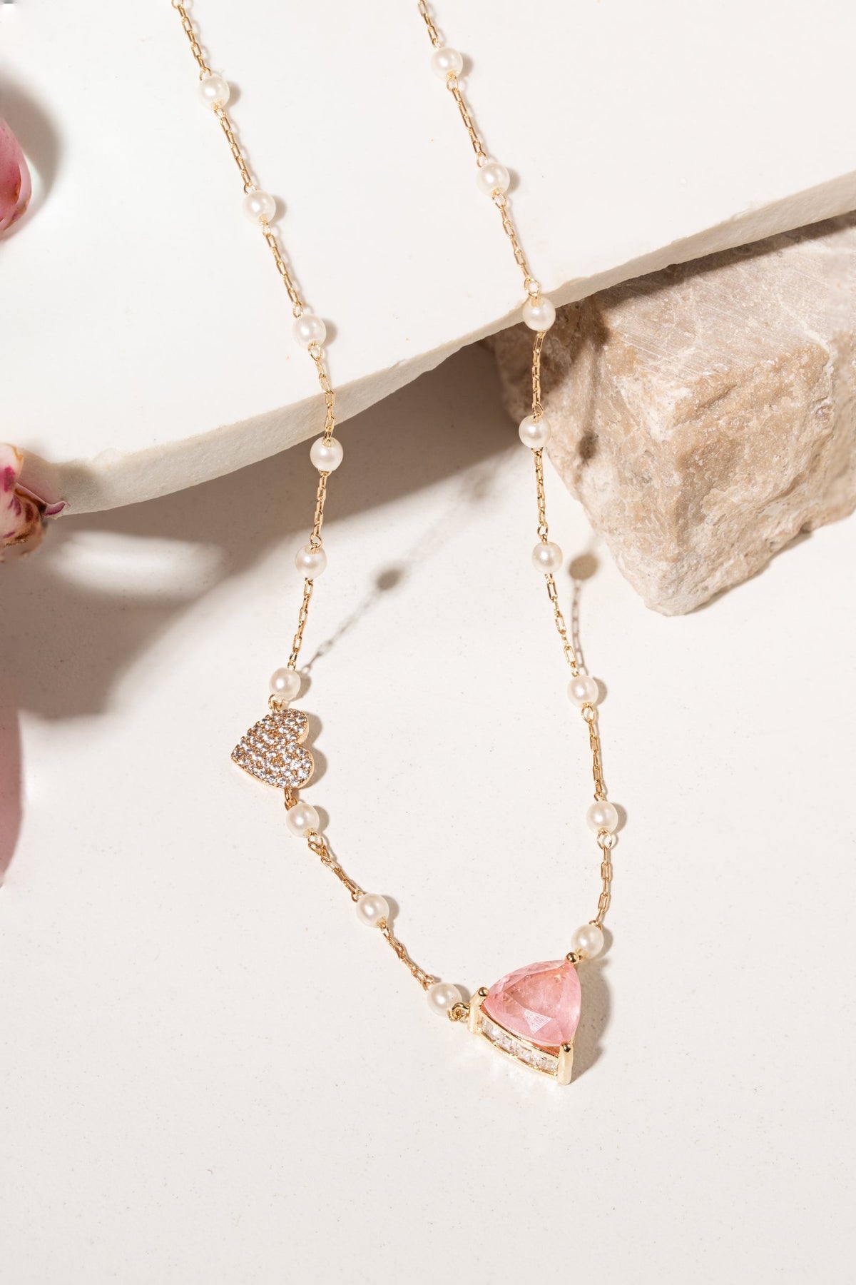 Colar Fusion Quartzo Rosa e Zircônia AVELINE em composição