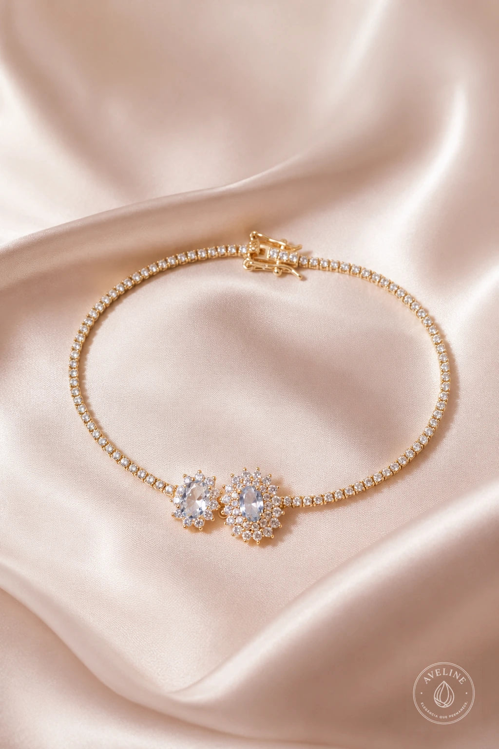 Pulseira Cristal London sobre cetim